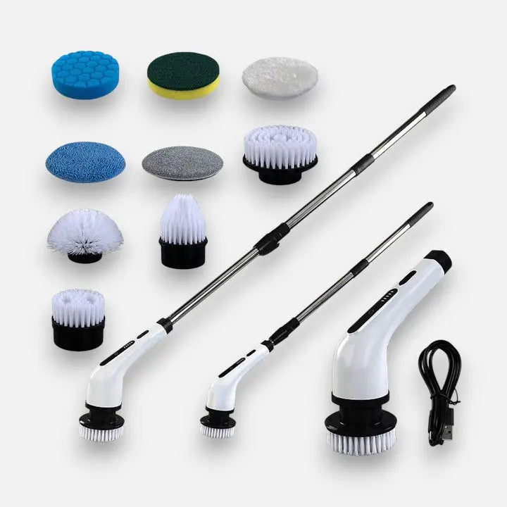 Electric Scrub Brush Cordless Extendable Handle & 9 Attachments
