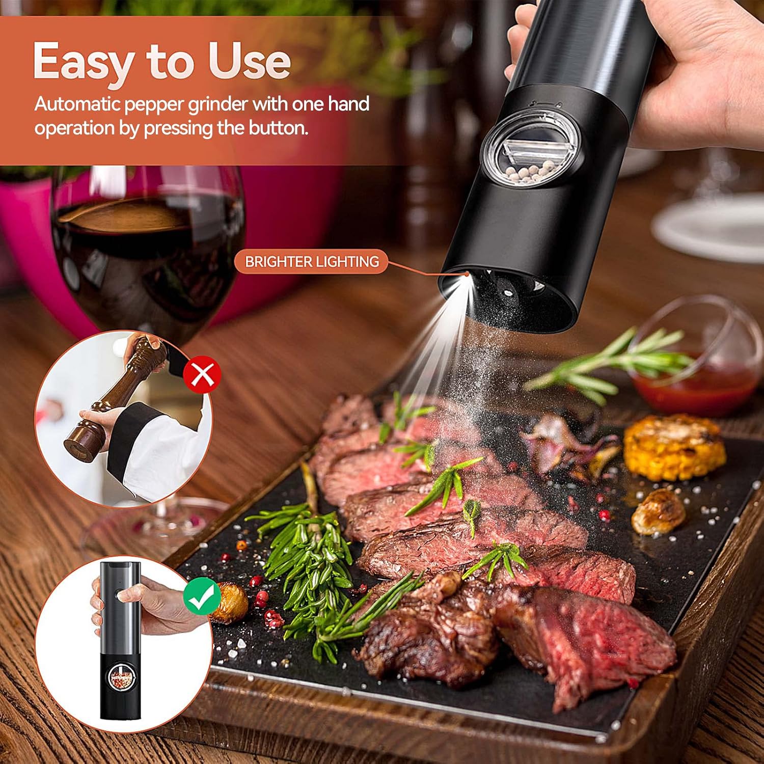 Electric Spice Grinder Set Stainless Steel USB-C Two-Pack