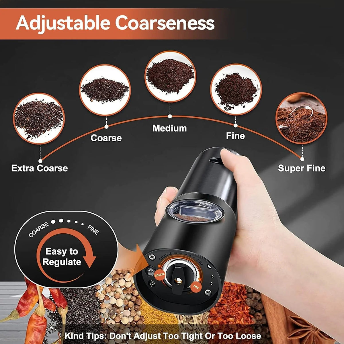Electric Spice Grinder Set Stainless Steel USB-C Two-Pack