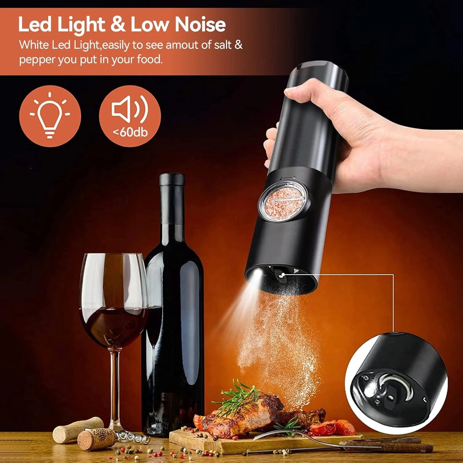 Electric Spice Grinder Set Stainless Steel USB-C Two-Pack
