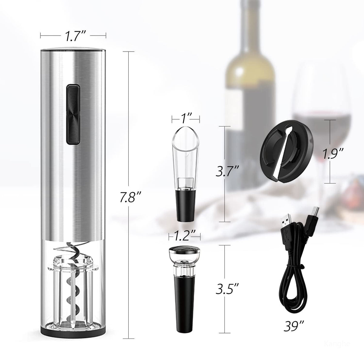 Electric Wine Opener One-Button Automatic Foil Cutter & Pourer