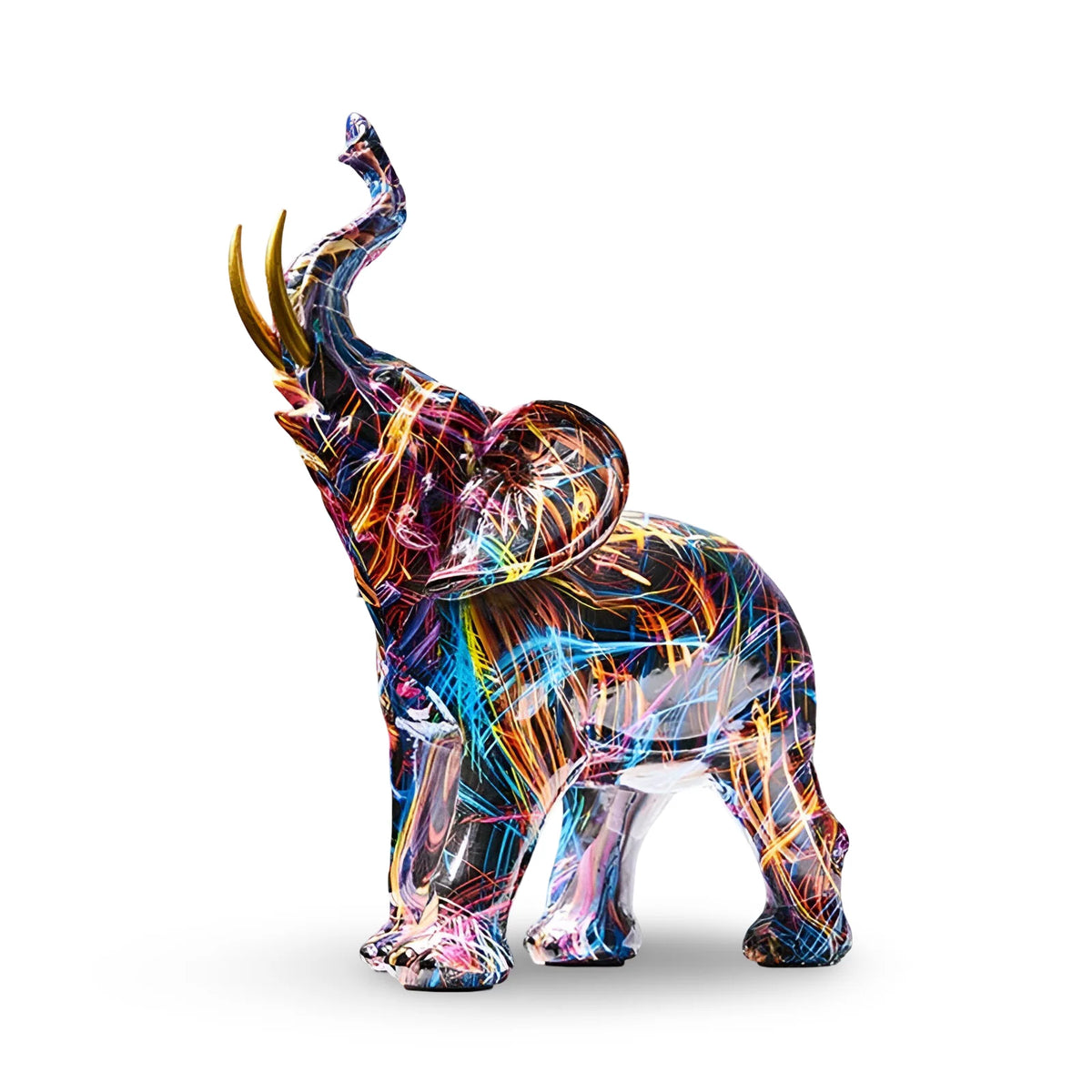 Elephant Statue Handcrafted Multicolored Resin