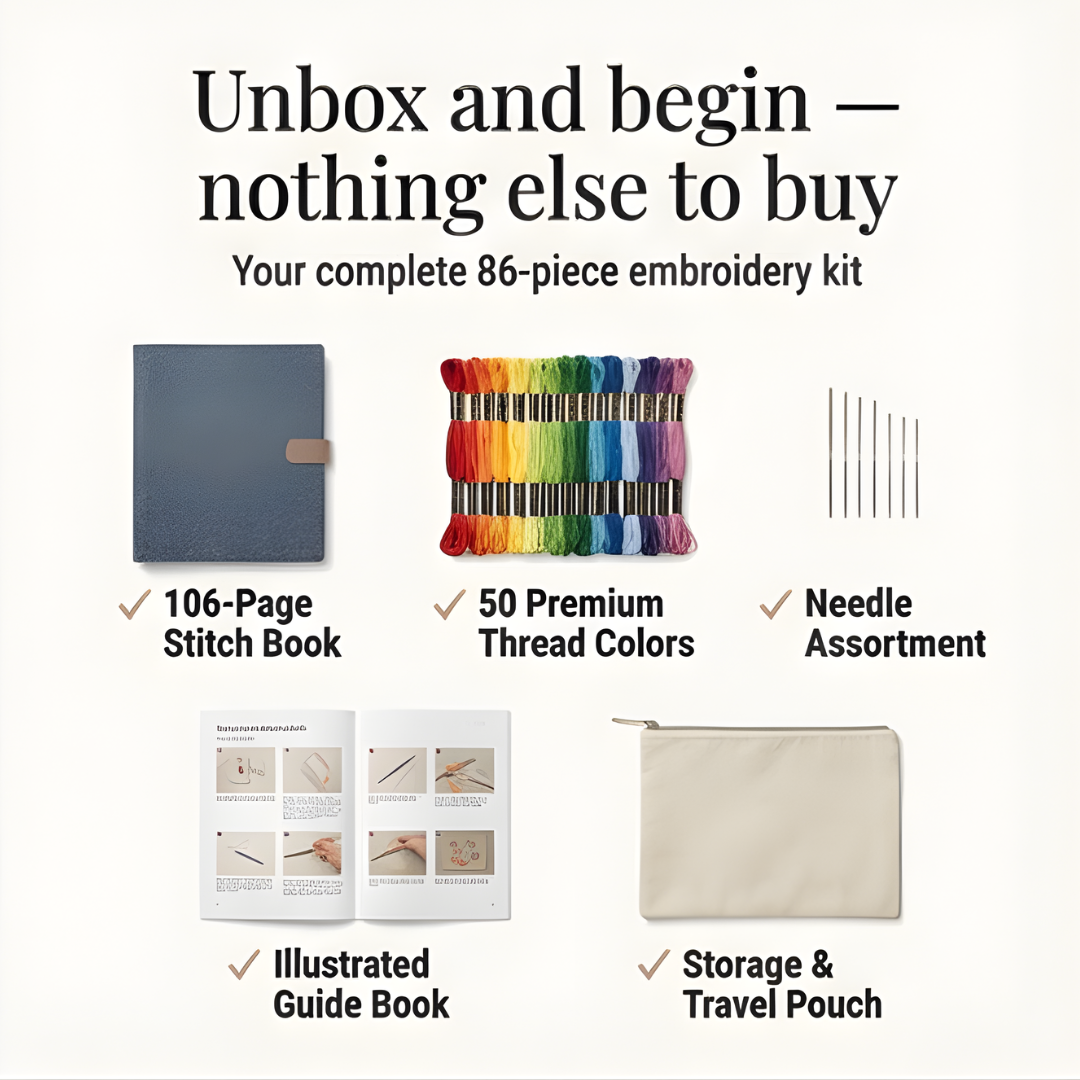Embroidery Kit 106 Stitches Detachable Linen Pages