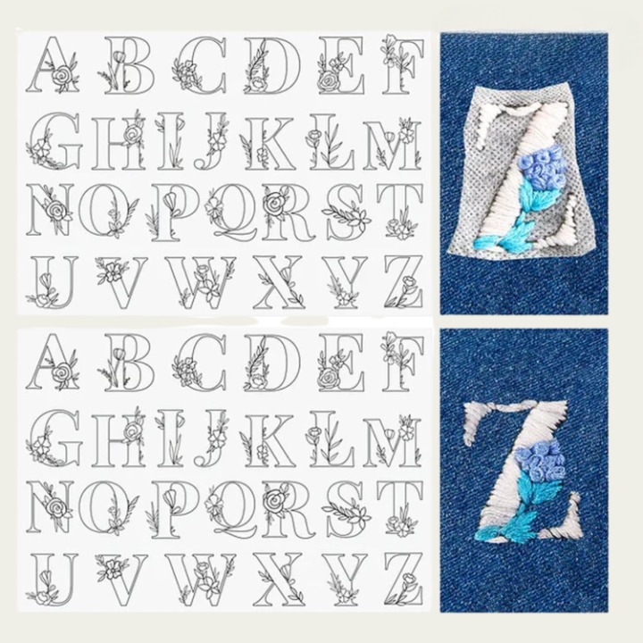 Embroidery Kit Water-Soluble Templates 50 Color Threads & Needles