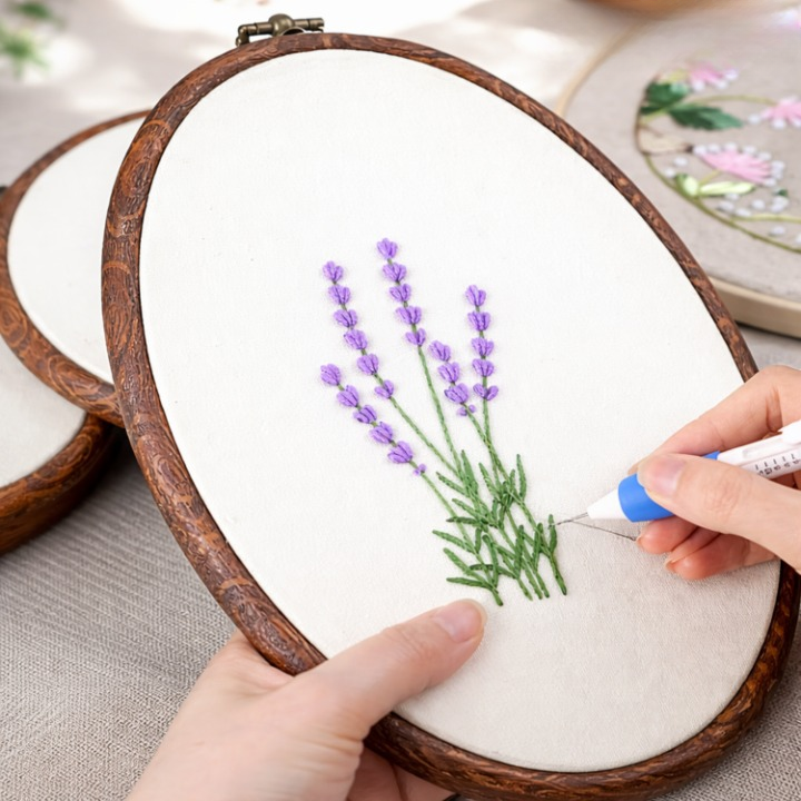 Embroidery Kit Water-Soluble Templates 50 Color Threads & Needles