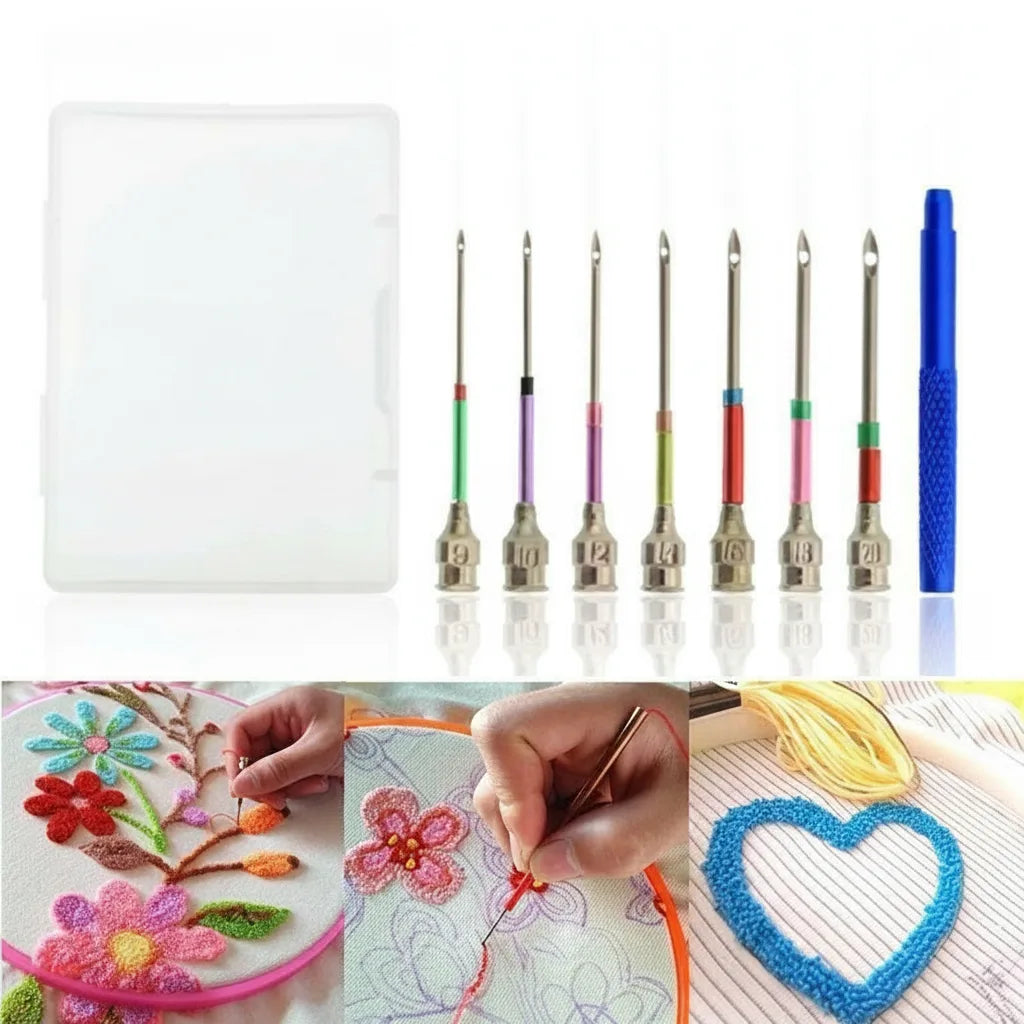 Embroidery Needle Set Color-Coded Handles Stainless Steel & Copper