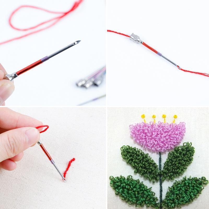 Embroidery Needle Set Color-Coded Handles Stainless Steel & Copper