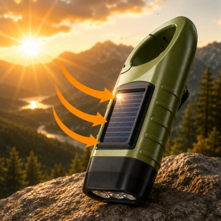 Emergency Flashlight Solar & Hand Crank Bright LED
