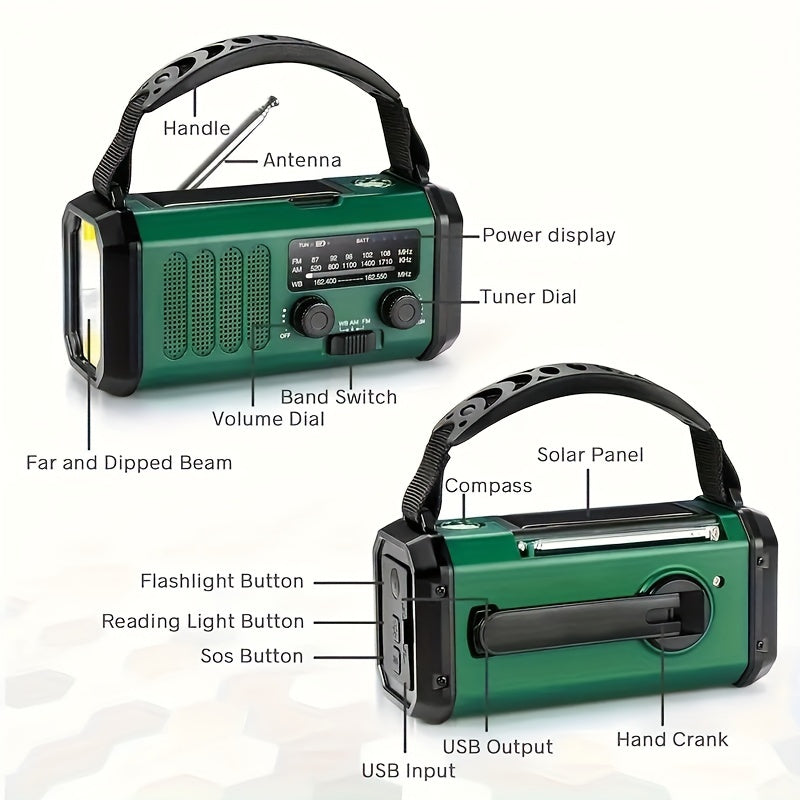 Emergency Radio Hand Crank & Solar 10,000 mAh