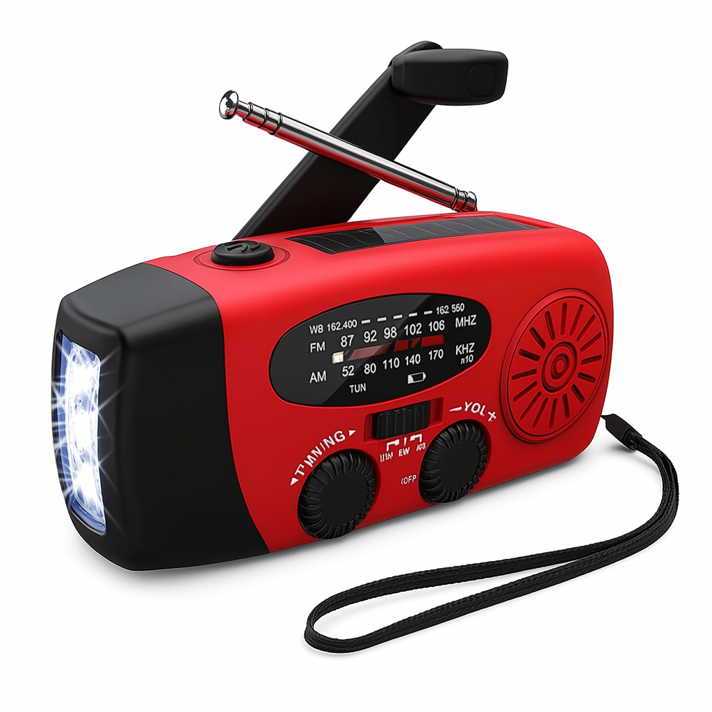 Emergency Radio Solar Hand Crank USB-C AM/FM Weather Alerts