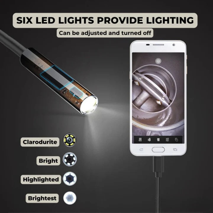 Endoscope Camera Waterproof IP67 Adjustable LED 32.8 Ft Cable
