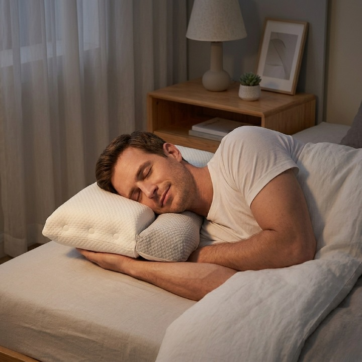 Ergonomic Neck Pillow Two-Zone Breathable Cotton
