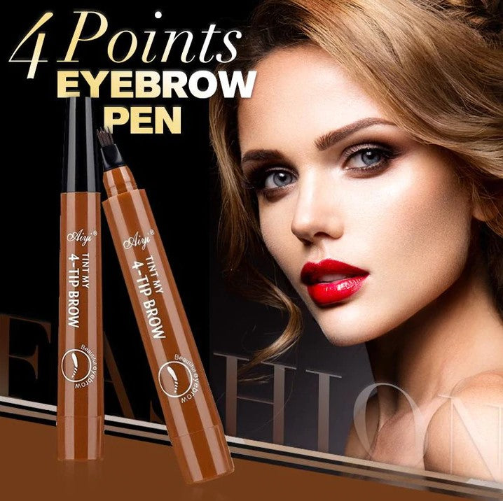 Eyebrow Pen Four-Pronged Tip Hair-Like Strokes Waterproof & Smudge-Proof