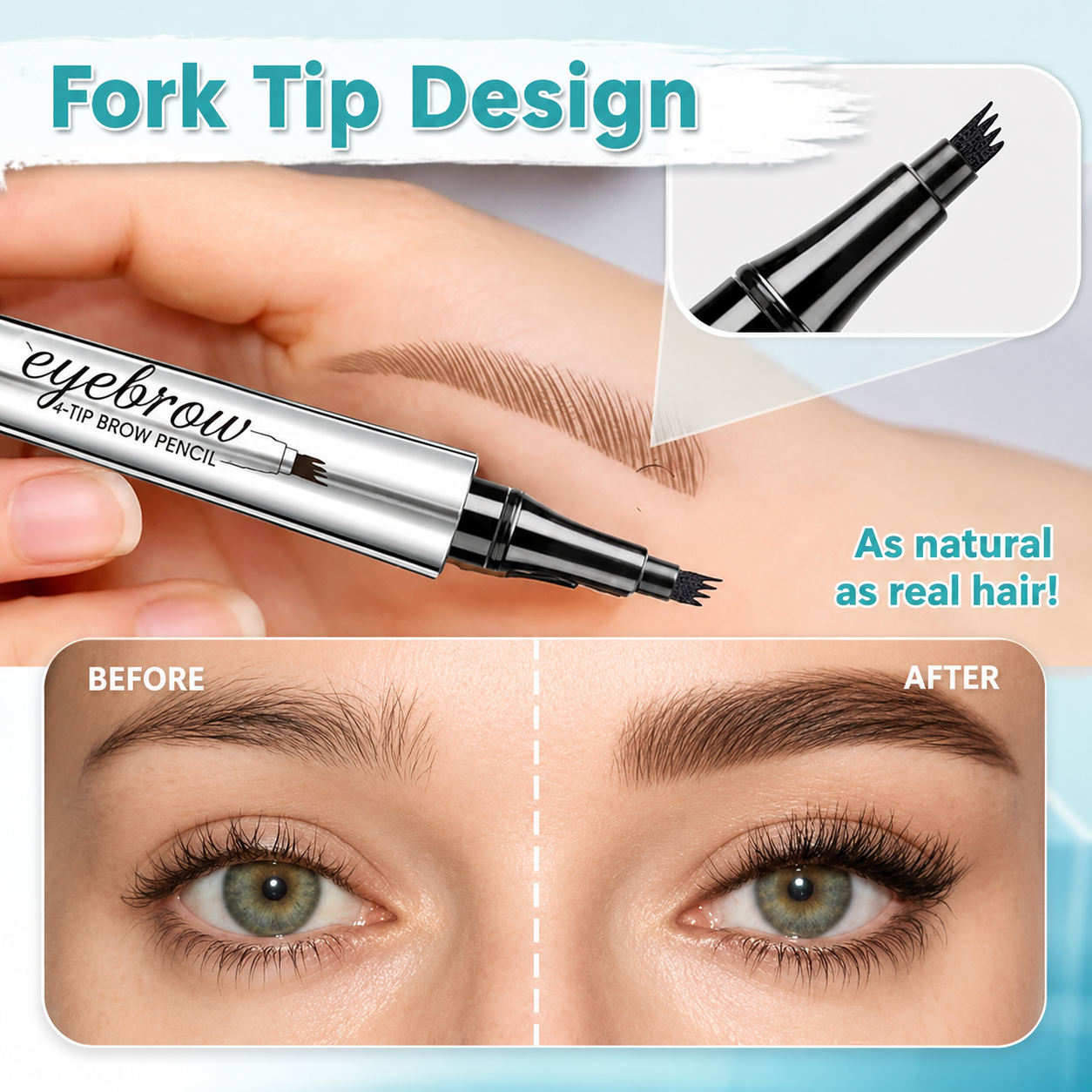 Eyebrow Pencil 3D Microblading 4-Prong Tip Waterproof