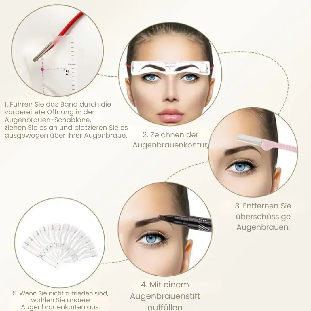 Eyebrow Stencil Set 12 Reusable Shapes Adjustable Band