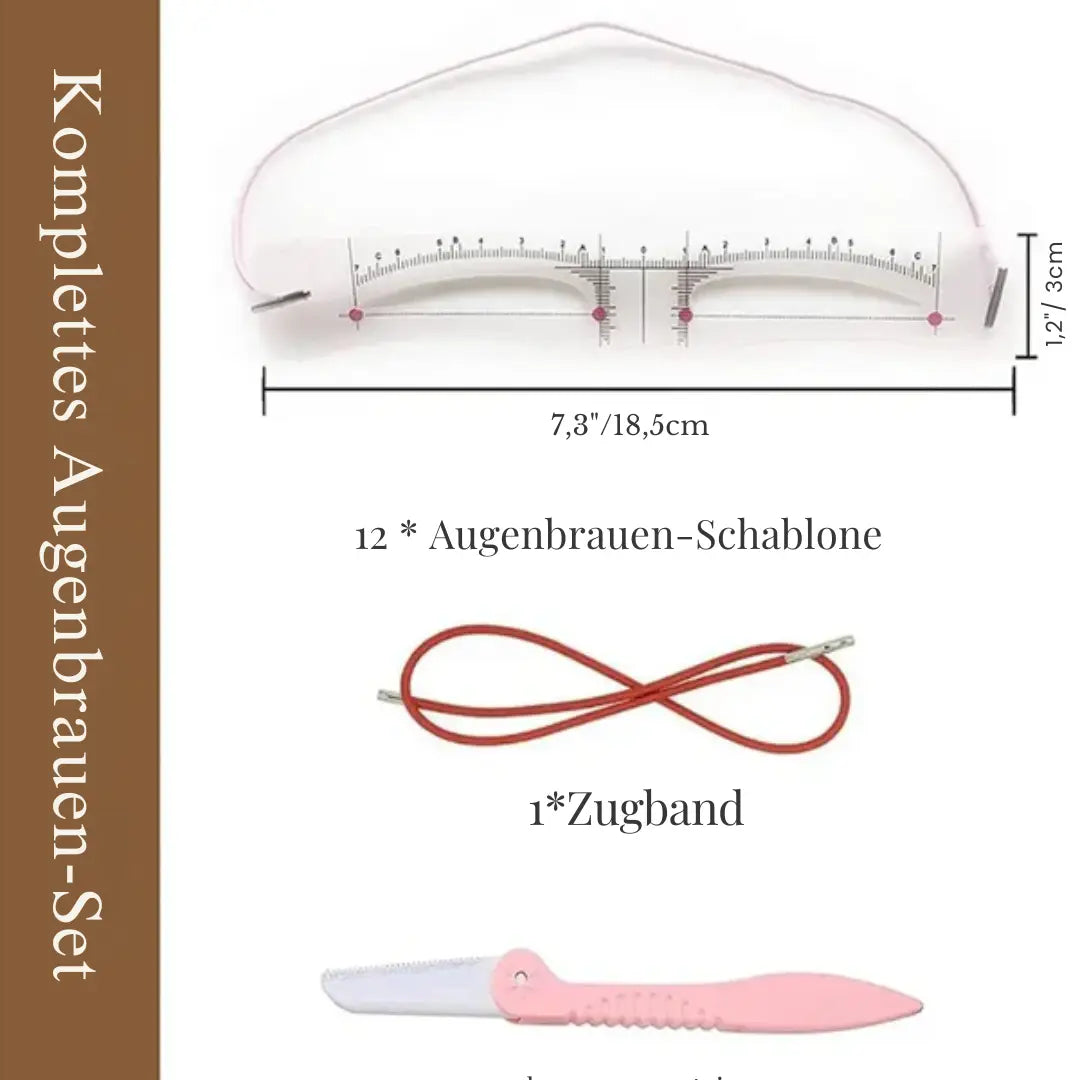 Eyebrow Stencil Set 12 Reusable Shapes Adjustable Band