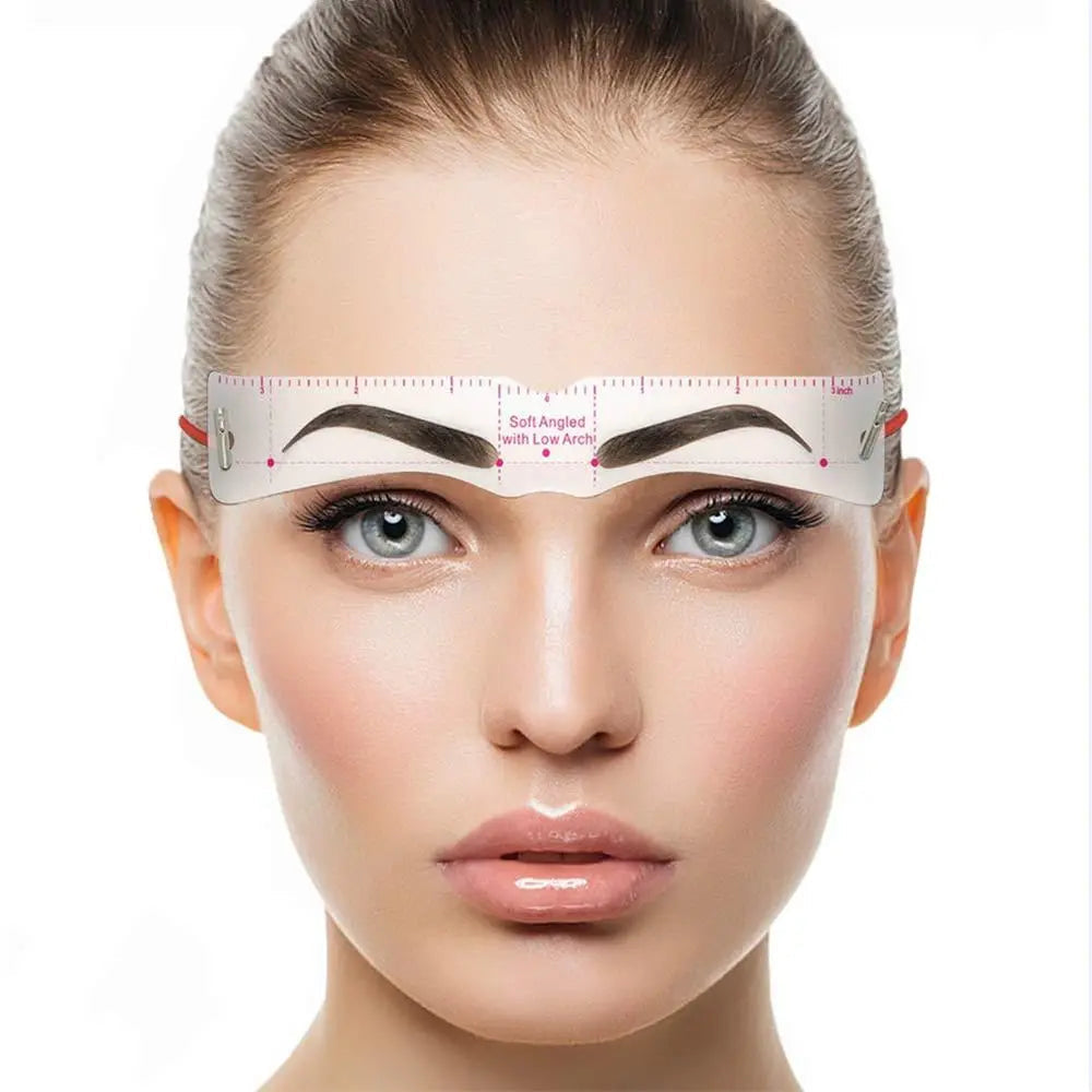 Eyebrow Stencil Set 12 Reusable Shapes Adjustable Band