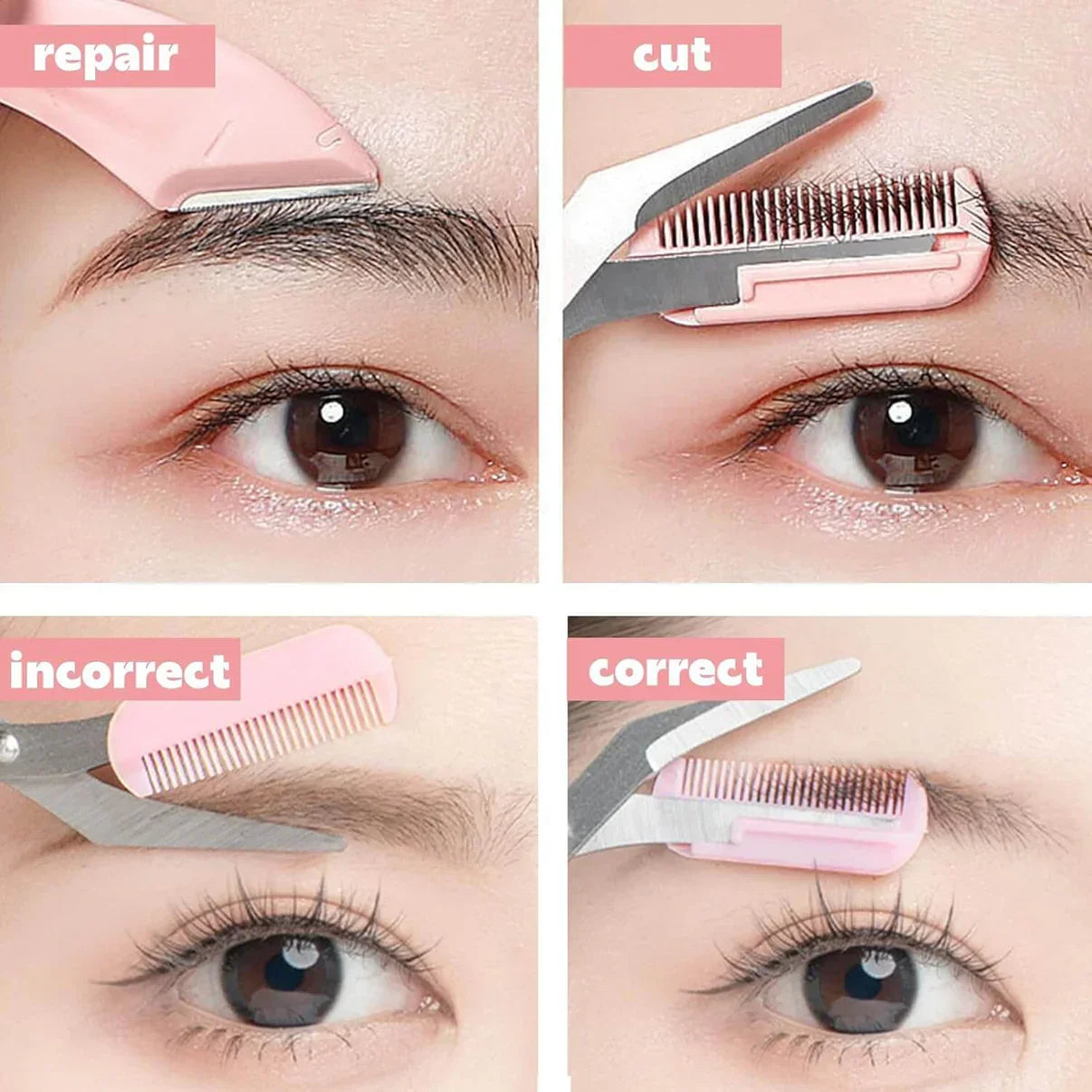 Eyebrow Trimmer Integrated Comb Stainless Steel Blades
