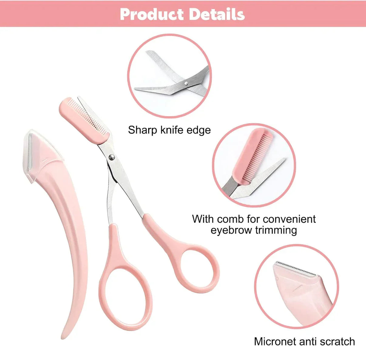 Eyebrow Trimmer Integrated Comb Stainless Steel Blades