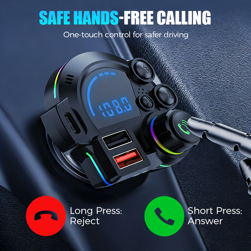 FM Transmitter Bluetooth 5.3 Dual USB Fast Charge