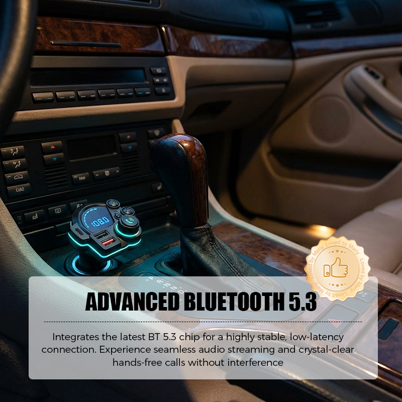 FM Transmitter Bluetooth 5.3 Dual USB Fast Charge