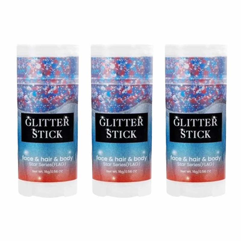 Face & Body Glitter Stick Tri-Color Sweat-Resistant Non-Toxic