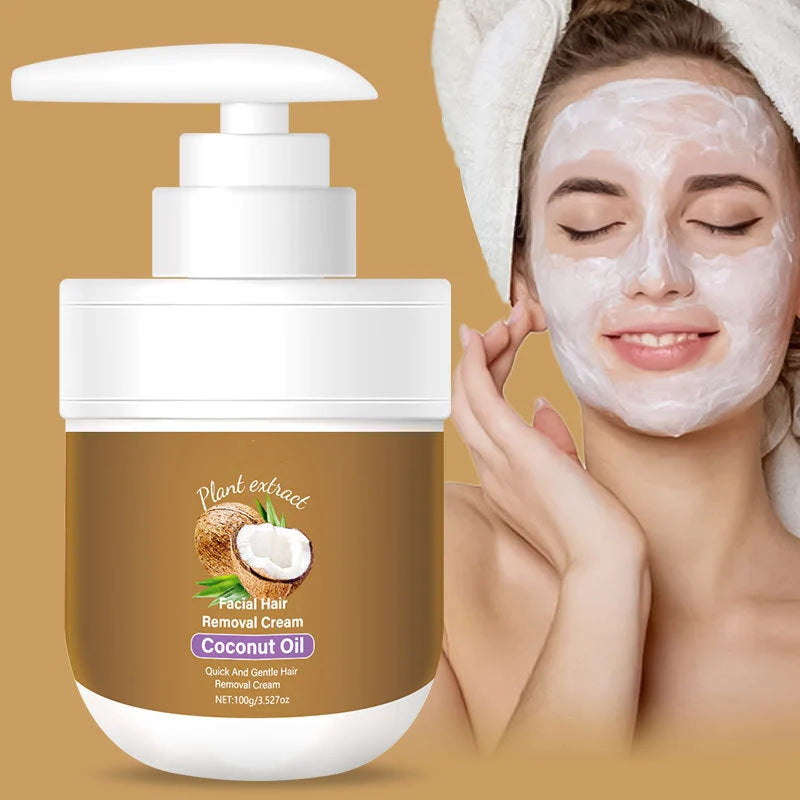 Facial Hair Removal Cream Plant-Based Coconut Oil & Aloe
