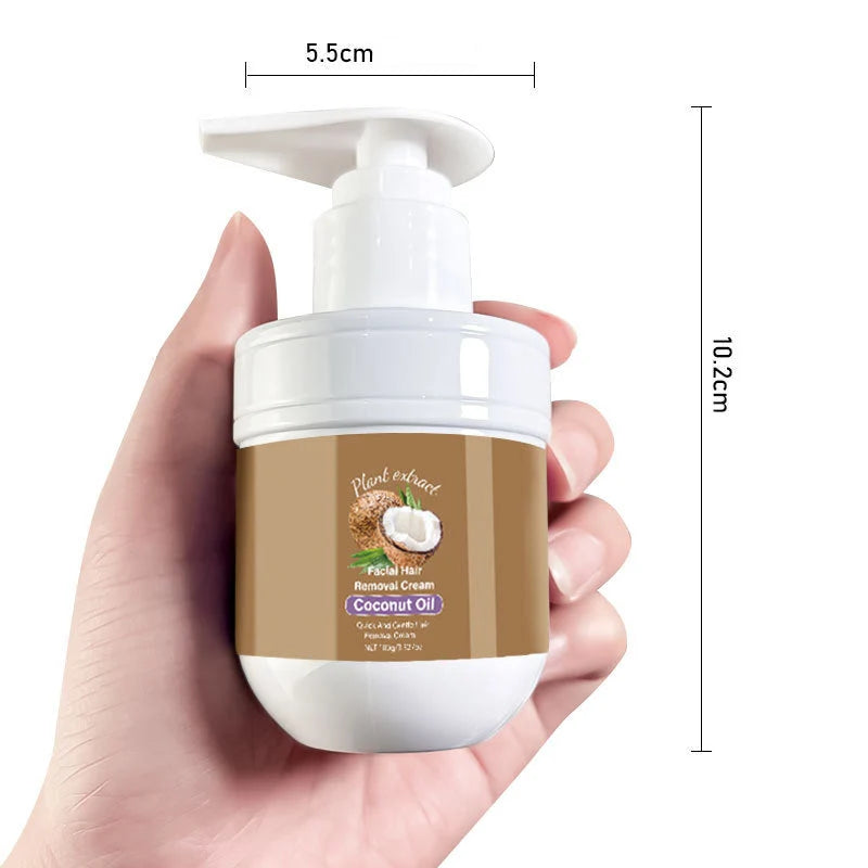 Facial Hair Removal Cream Plant-Based Coconut Oil & Aloe