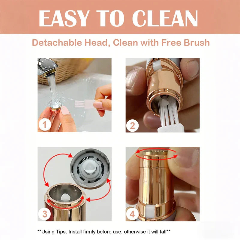 Facial Hair Remover Painless USB-C Rechargeable Washable