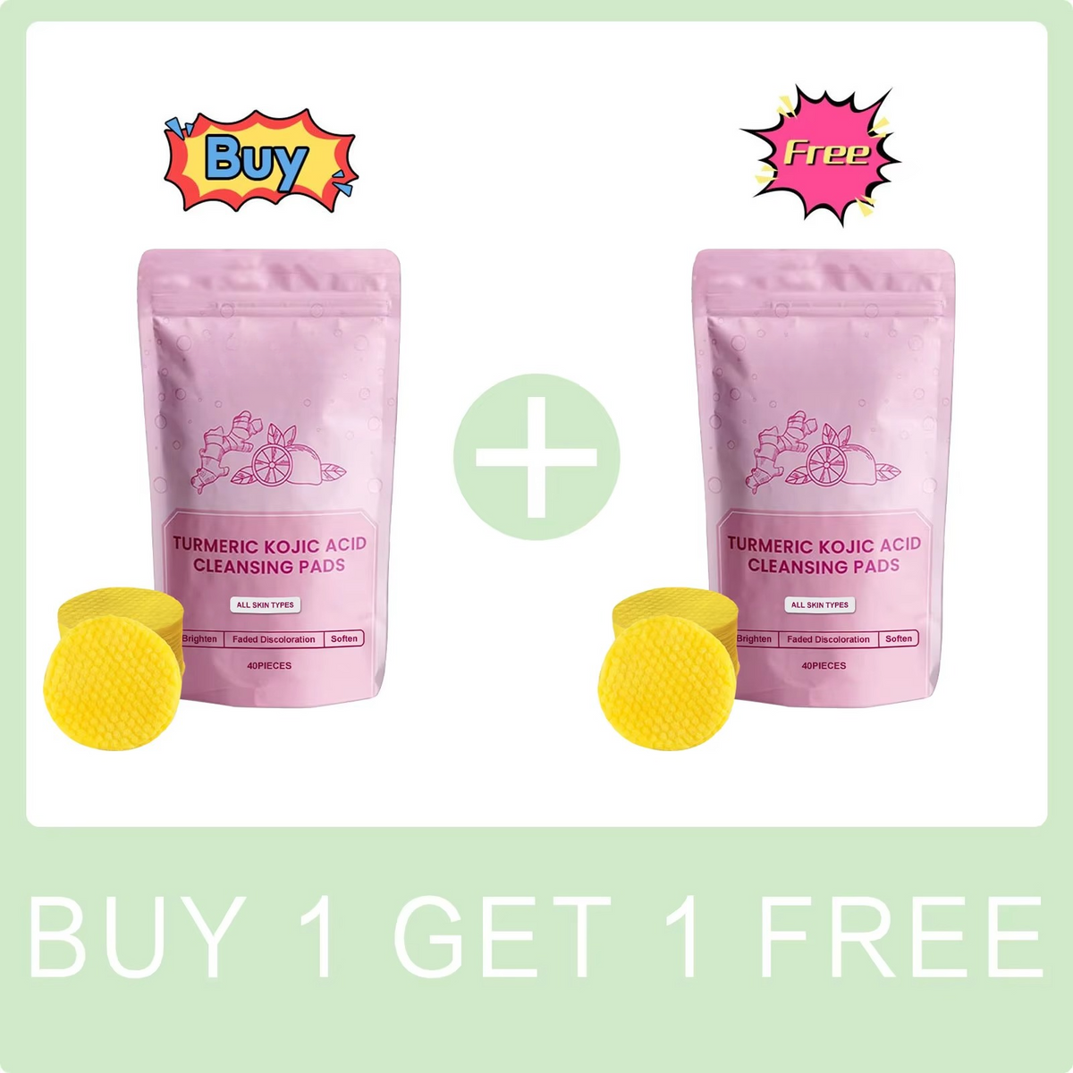 Facial Pads Turmeric & Lemon Peel Pack of 40