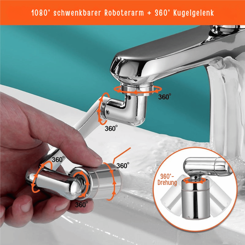 Faucet Adapter 1080° Swivel Polished Chrome Tool-Free