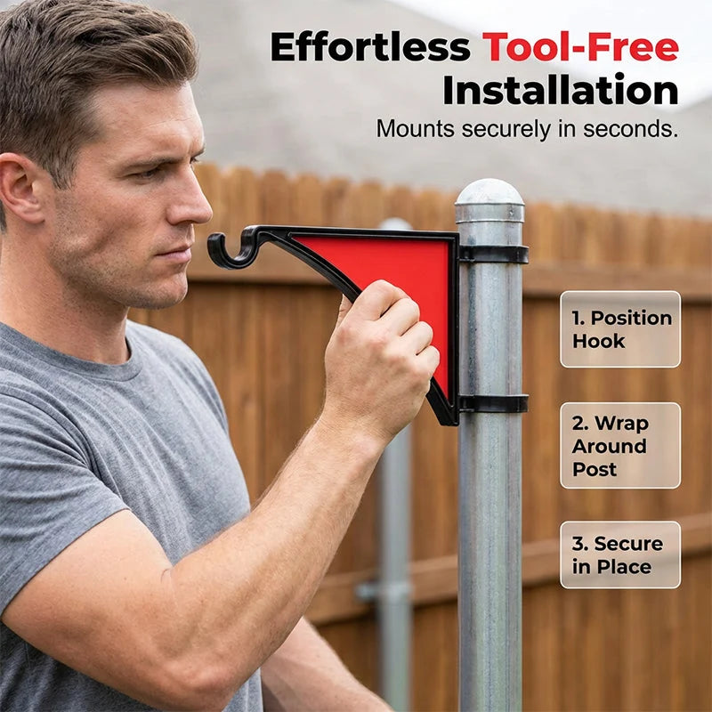 Fence Post Hook Tool-Free Heavy-Duty Weatherproof