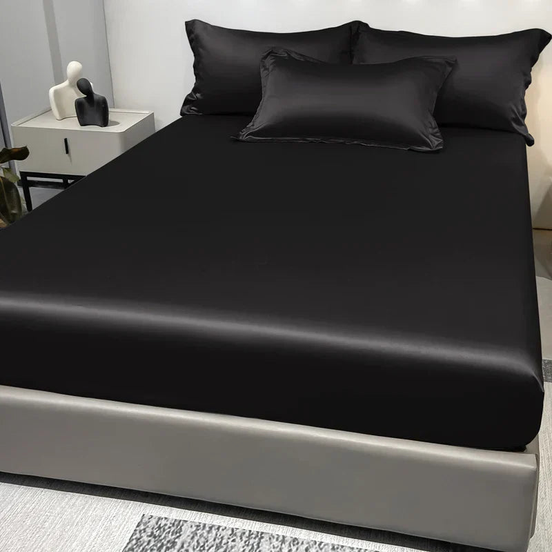 Fitted Sheet Satin Cotton Breathable All-Around Elastic