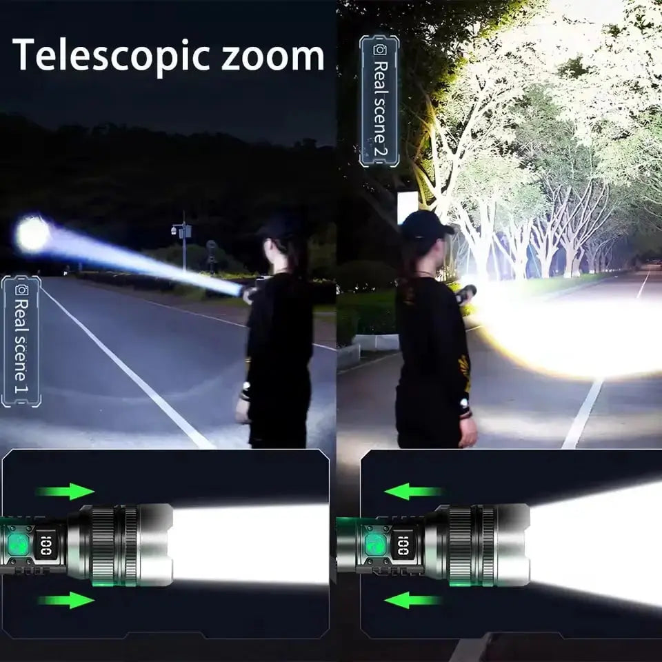 Flashlight Ultra Bright Zoom Waterproof Shockproof USB Rechargeable