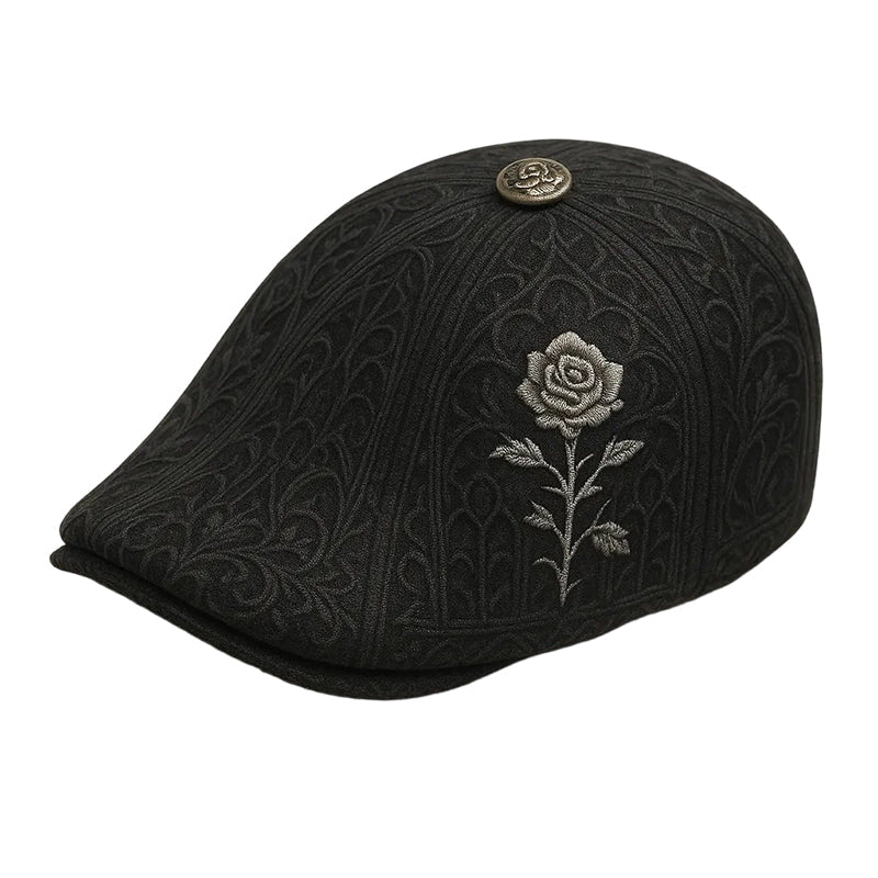 Flat Cap Gothic Skull Embroidery Sun Protective Visor
