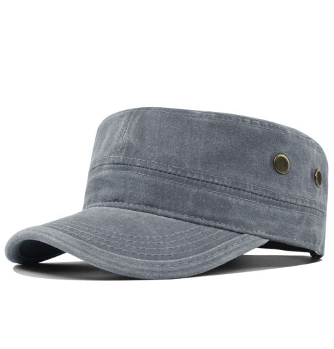 Flat Cap Military Curved Brim Breathable Cotton Adjustable Buckle