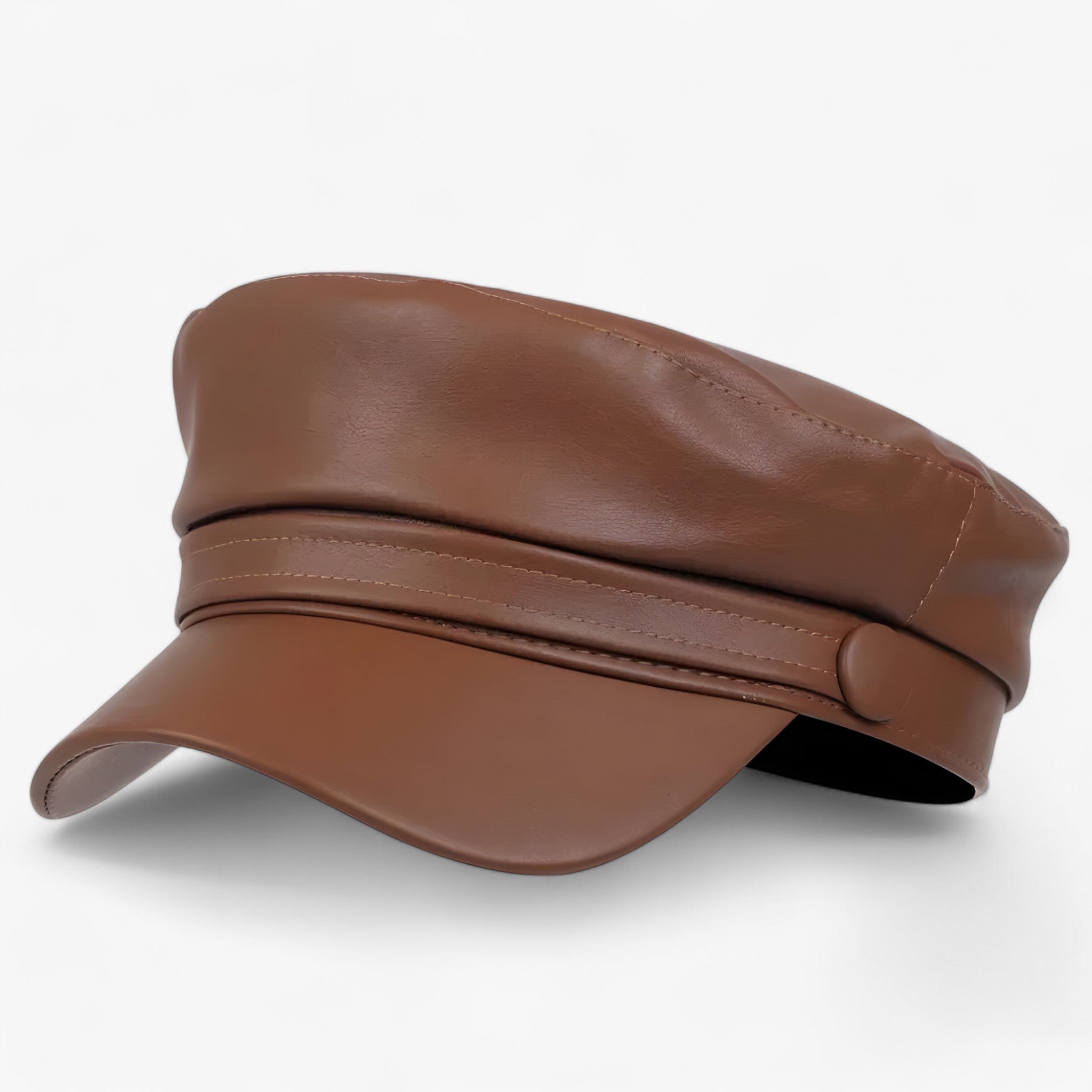 Flat Cap Octagonal PU Leather Adjustable Strap