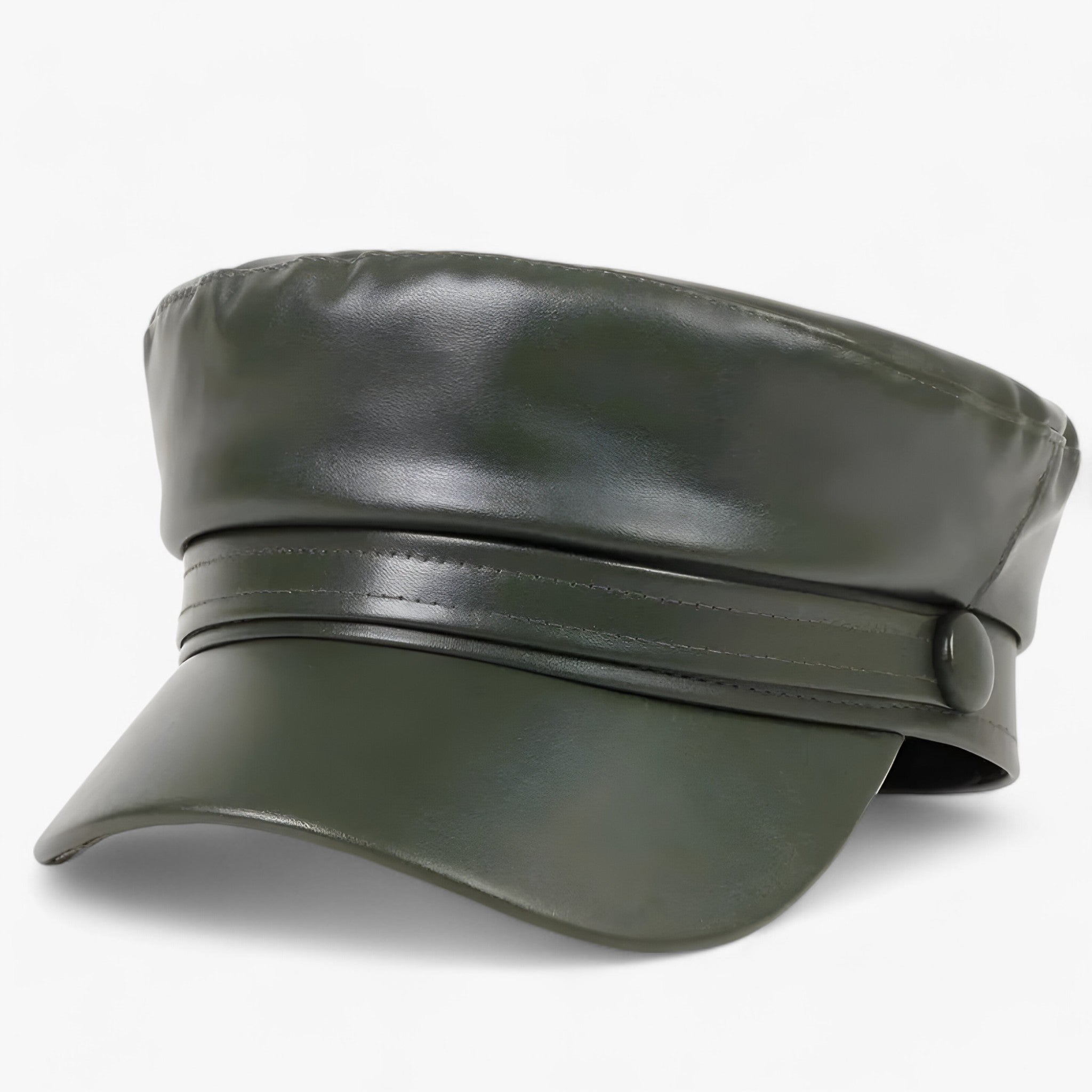 Flat Cap Octagonal PU Leather Adjustable Strap