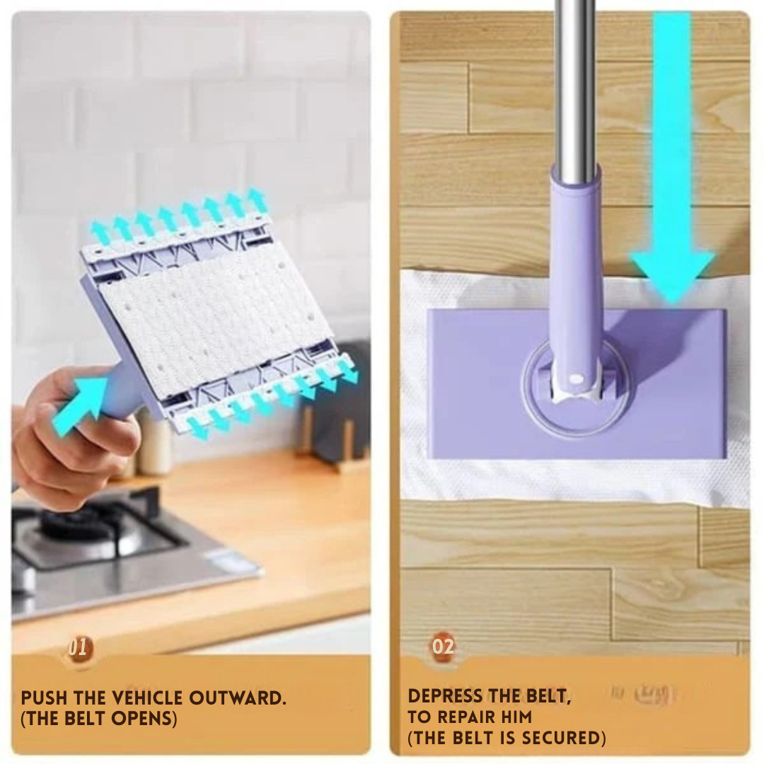 Flat Mop Touch-Free Pad Change 360 Degree Swivel