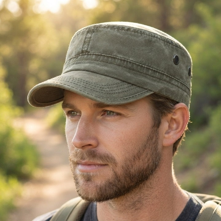 Flat Top Cap Cotton Curved Visor & Adjustable Fit