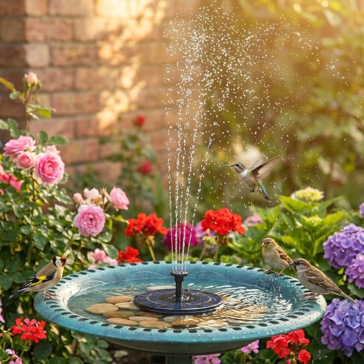 Floating Solar Fountain Solar-Powered Whisper-Quiet 4 Nozzles