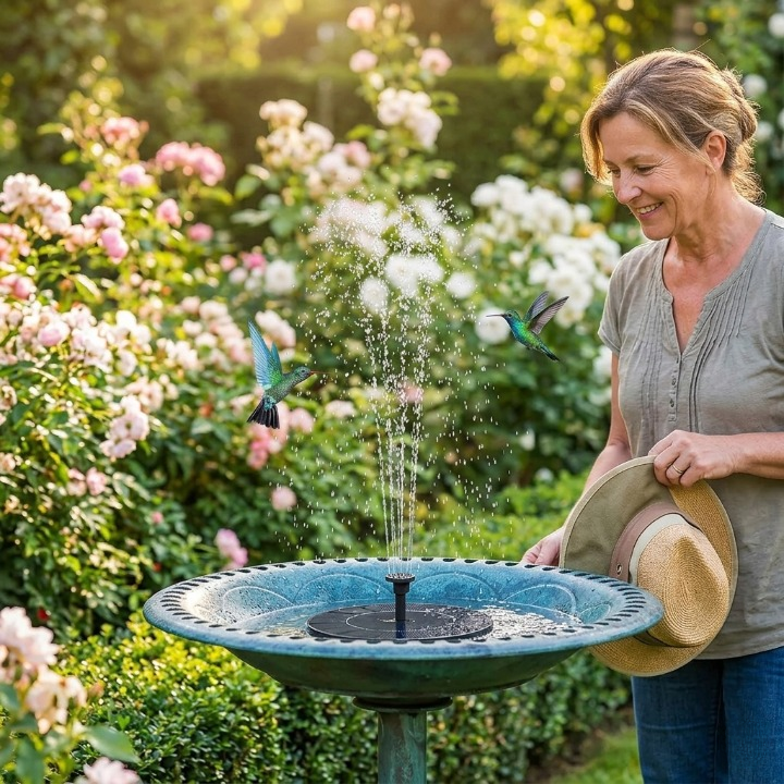 Floating Solar Fountain Solar-Powered Whisper-Quiet 4 Nozzles