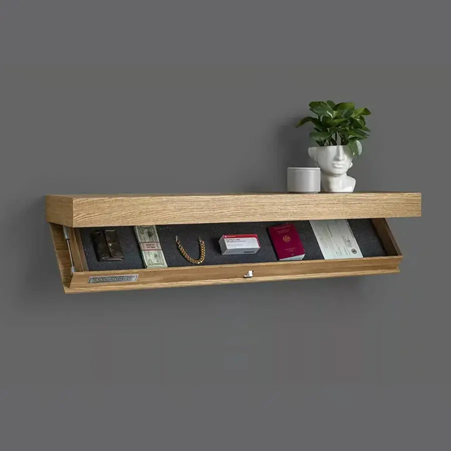 Floating Wall Shelf Hidden Compartment Solid Wood