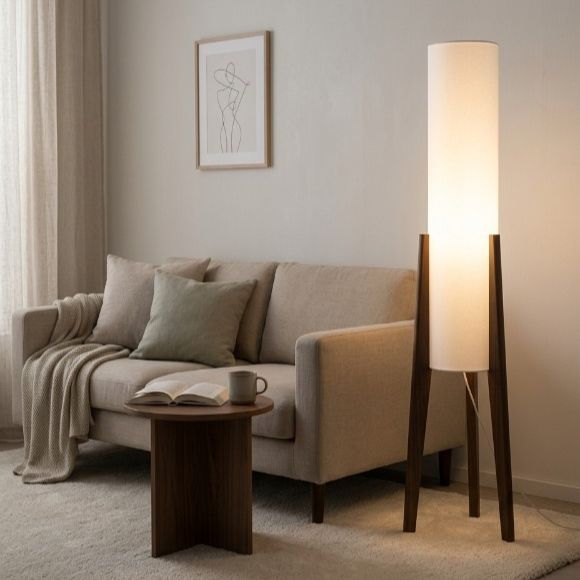 Floor Lamp Solid Walnut Tripod Touch Dimmer 3 Colors