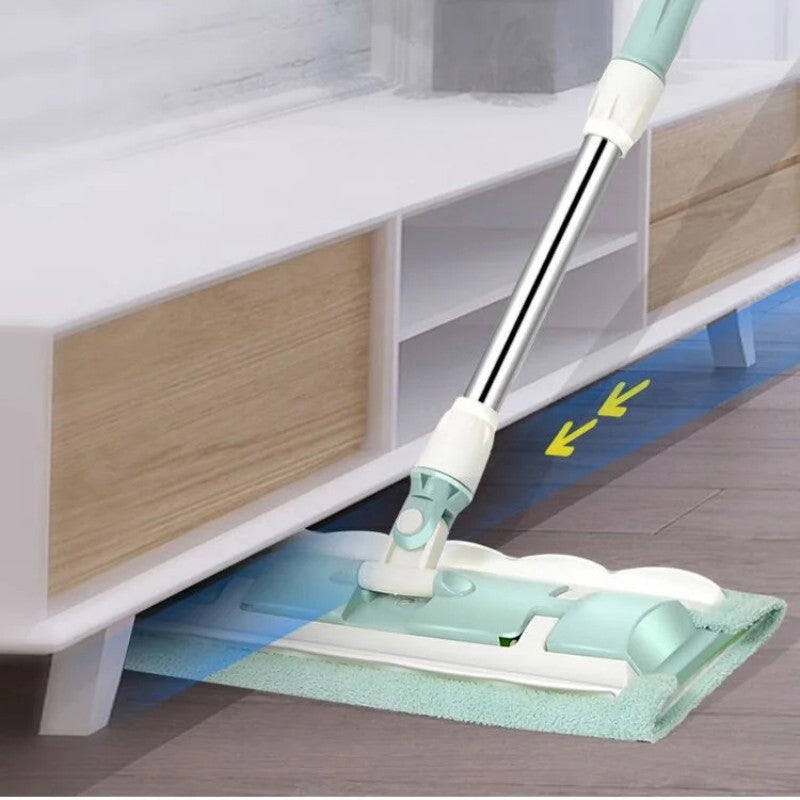 Floor Mop Telescopic Handle 360° Flexible Microfiber Pad