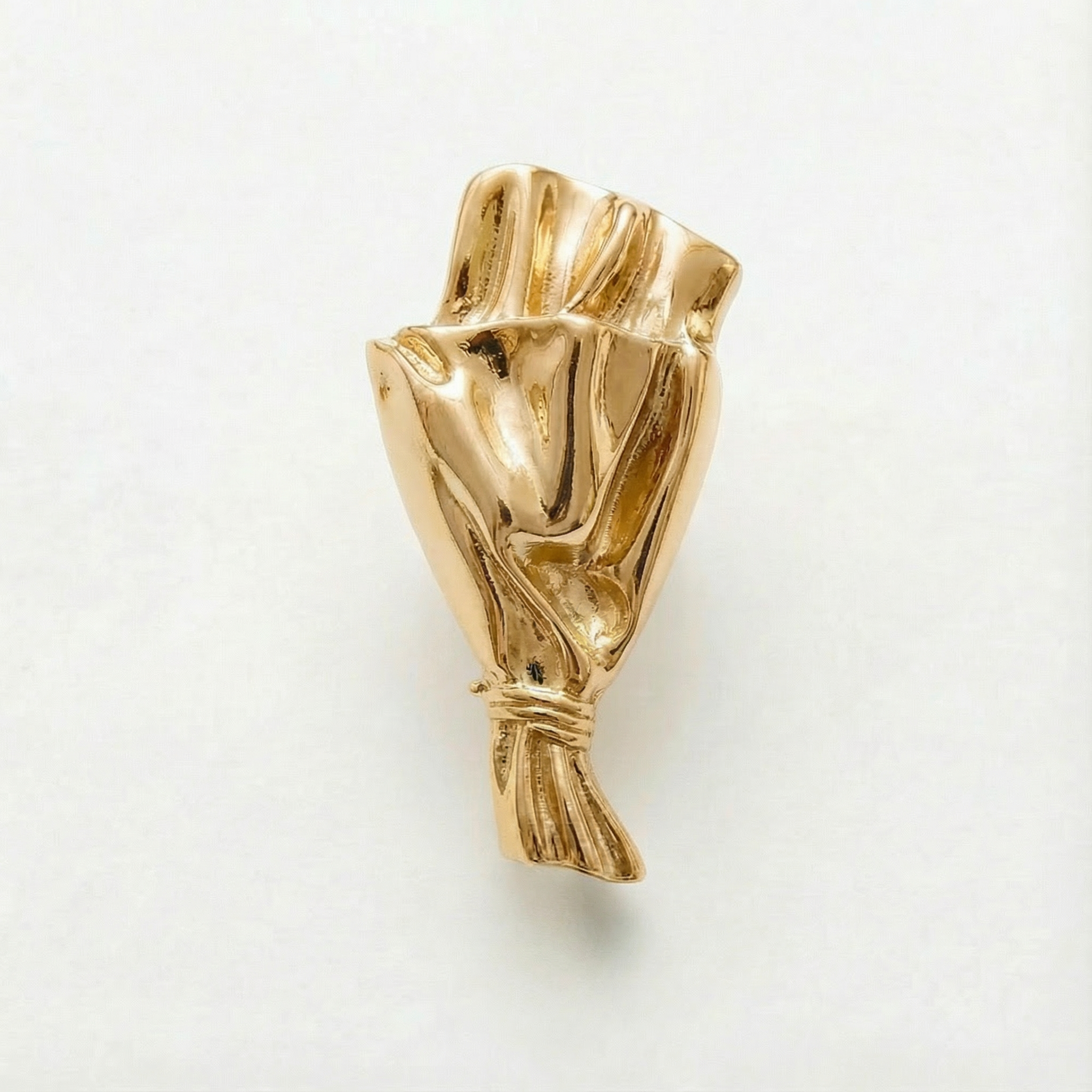 Floral Brooch Mini Vase Polished Alloy