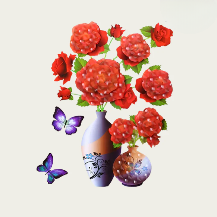 Floral Wall Stickers Self-Adhesive Repositionable No Residue