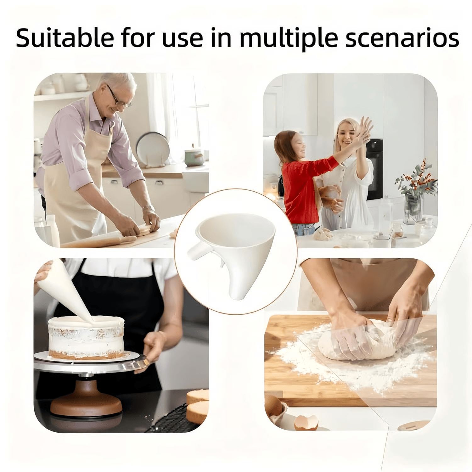 Flour Funnel Mixer Attachment Wide Mouth & Guided Spout