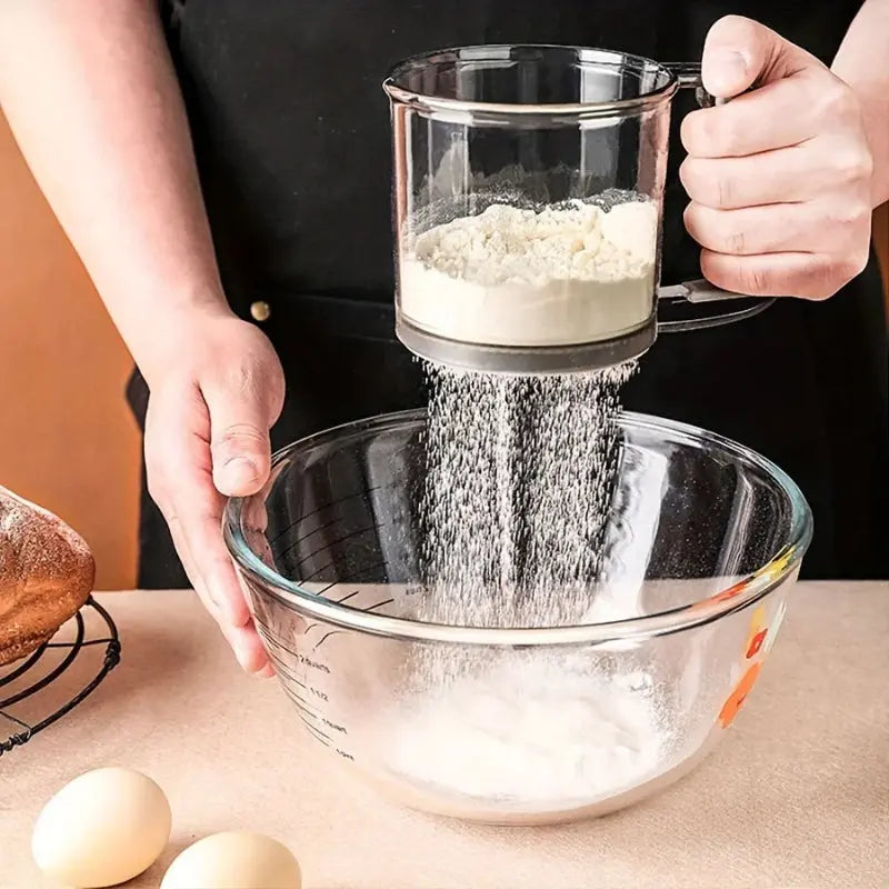 Flour Sifter One-Handed Squeeze Stainless Steel Mesh 250 ml