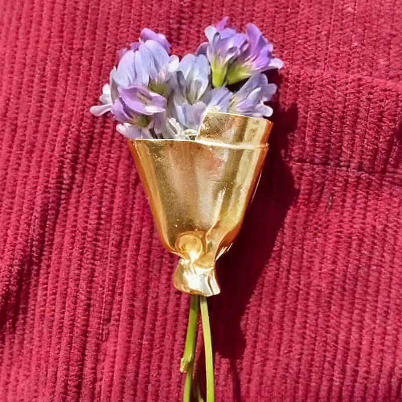 Flower Brooch Mini Bouquet Holder Safety Clasp